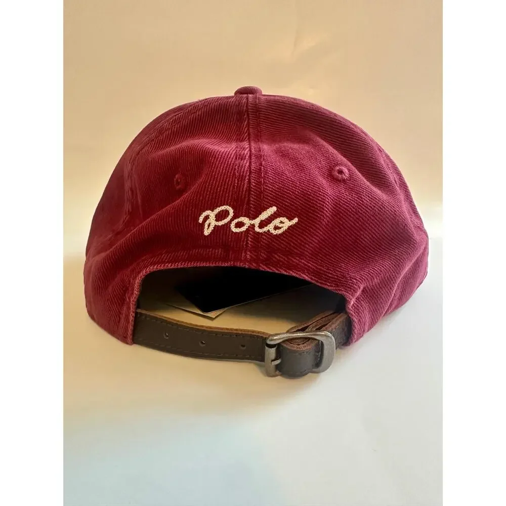 Polo Ralph Lauren Baseball Cap Hat Maroon Red Navy P Logo OS NWT